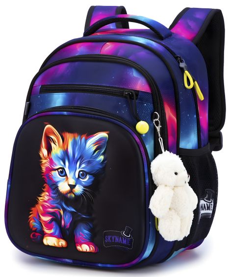 Школьный рюкзак SKY NAME для девочек 1-4 классов с котом
