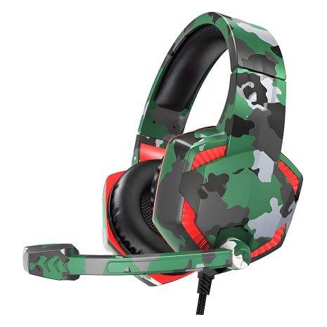 Дротова ігрова гарнітура НОСО Gaming headphones Hi-Res ESD08, USB, 2x3.5mm, 2m, Camouflage-Green Дротова ігрова гарнітура НОСО Gaming headphones Hi-Res ESD08, USB, 2x3.5mm, 2m, Camouflage-Green