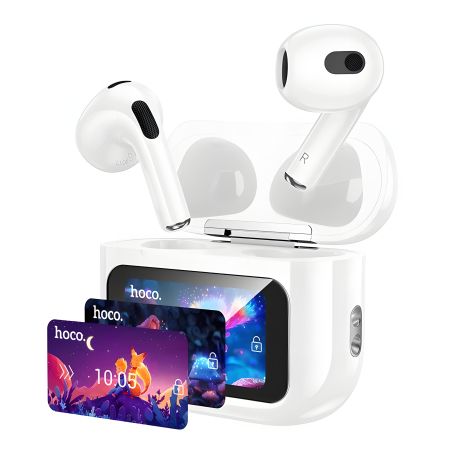 Бездротові навушники HOCO EW81 Elegant true wireless touch screen BT headset, BT5.4, 30mAh, 300mAh, 4h, white Бездротові навушники HOCO EW81 Elegant true wireless touch screen BT headset, BT5.4, 30mAh, 300mAh, 4h, white