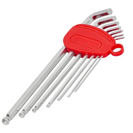 Набір Г-подібних шестигранних ключів екстра довгі (7 шт: 2.5, 3-6, 8, 10мм) з кулею, у пластиковому тримачі FORSAGE F-5072XLB