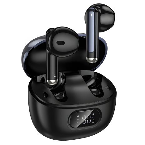Бездротові навушники HOCO EQ18 Field ANC+ENC noise cancelling true wireless BT headset, BT5.4, 35mAh, 300mAh, 5-6h, black Бездротові навушники HOCO EQ18 Field ANC+ENC noise cancelling true wireless BT headset, BT5.4, 35mAh, 300mAh, 5-6h, black