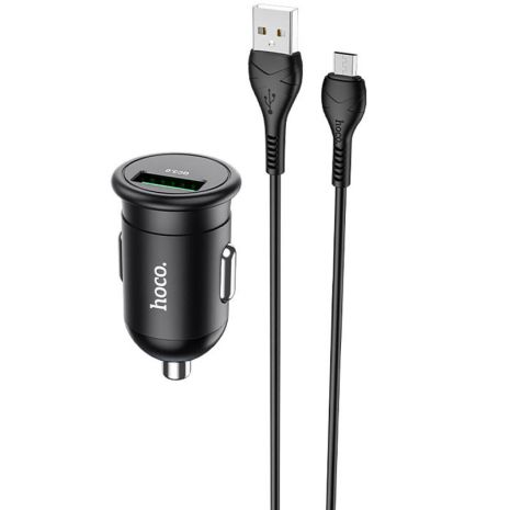 АЗУ Hoco Z43 Mighty QC3.0 18W (1USB-A) + кабель USB to MicroUSB Черный