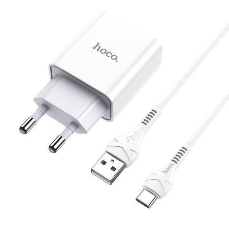 СЗУ Hoco C81A Asombroso 2.1A (1USB-A) + кабель USB to Type-C Белый