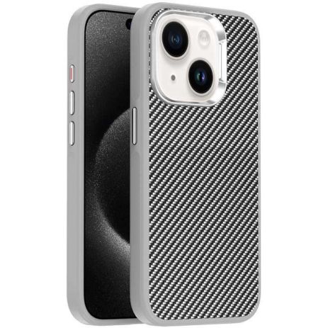 Чохол TPU+PC Carbon with MagSafe для Apple iPhone 15 (6.1") Grey