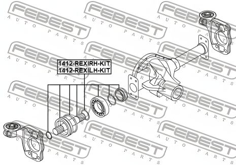 Вал приводний та піввісь для SSANGYONG ACTYON, SSANGYONG KYRON, STAVIC, бренду FEBEST (1412REXIRHKIT)