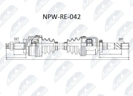 Вал приводной, полуось NISSAN NV400, OPEL MOVANO, RENAULT MASTER, NTY (NPWRE042)