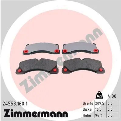 Комплект тормозных колодок AUDI E-TRON, VW TOUAREG, PORSCHE CAYENNE, ZIMMERMANN (245531601)