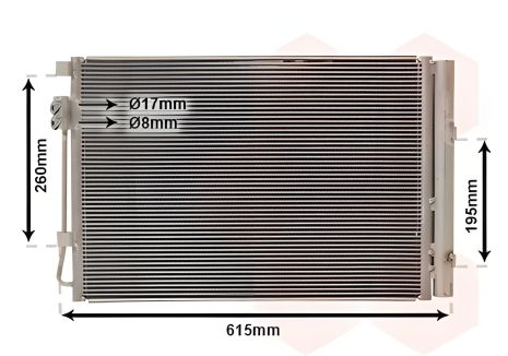 KIA RIO, HYUNDAI ACCENT радіатор, конденсор кондиціонера, Van Wezel (82005269)