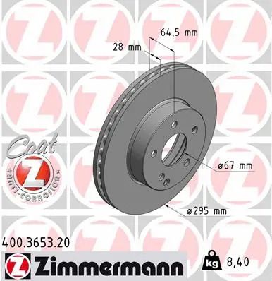 Диск тормозной MERCEDES-BENZ C-CLASS, SLK, ZIMMERMANN (400365320)