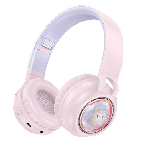 Бездротові навушники HOCO W50 Cute fun BT headphones, BT5.3, AUX, TF, 400mAh, 12h, pink Бездротові навушники HOCO W50 Cute fun BT headphones, BT5.3, AUX, TF, 400mAh, 12h, pink