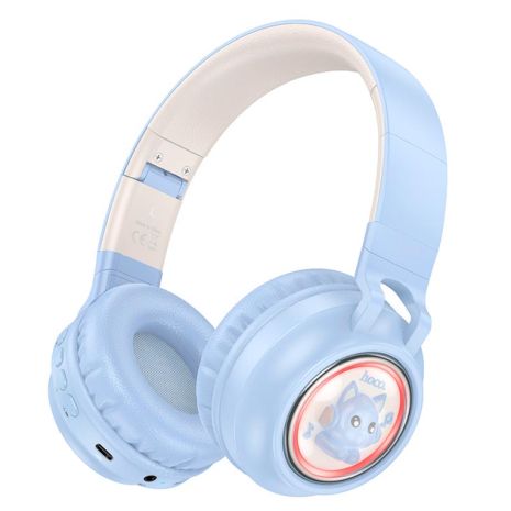 Бездротові навушники HOCO W50 Cute fun BT headphones, BT5.3, AUX, TF, 400mAh, 12h, blue Бездротові навушники HOCO W50 Cute fun BT headphones, BT5.3, AUX, TF, 400mAh, 12h, blue