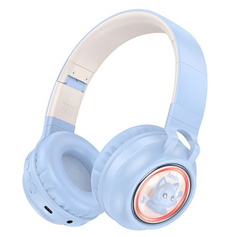 Бездротові навушники HOCO W50 Cute fun BT headphones, BT5.3, AUX, TF, 400mAh, 12h, blue Бездротові навушники HOCO W50 Cute fun BT headphones, BT5.3, AUX, TF, 400mAh, 12h, blue