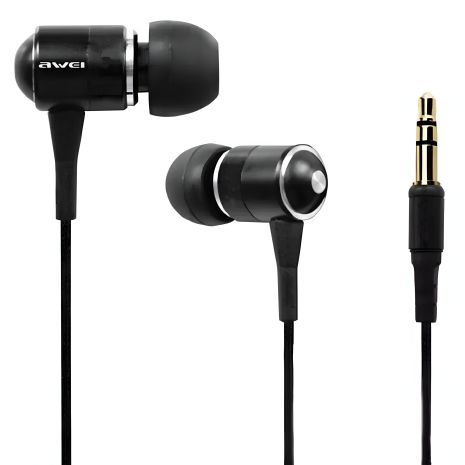 Чорні дротові вакуумні навушники AWEI ES-Q3, 3.5mm, 1.2m Чорні дротові вакуумні навушники AWEI ES-Q3, 3.5mm, 1.2m