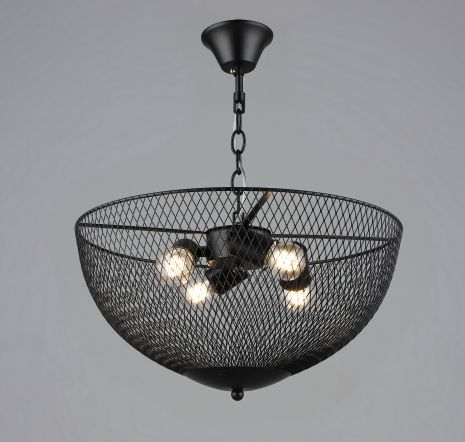 Підвісна люстра металева в стилі лофт чорна Sirius B S2474/4 BK