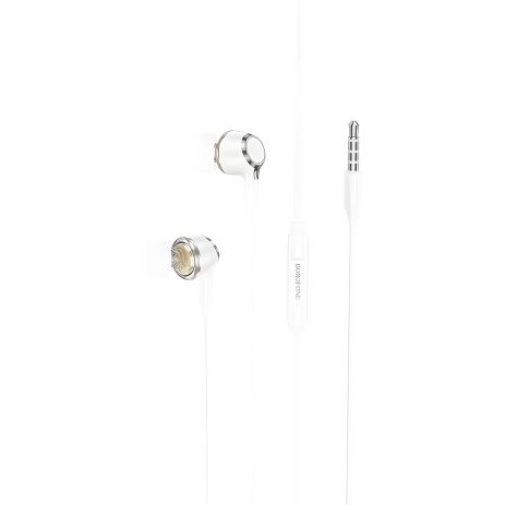 Дротові навушники Borofone BM90 Miller universal earphones with microphone, 3.5mm, 1.2m, white