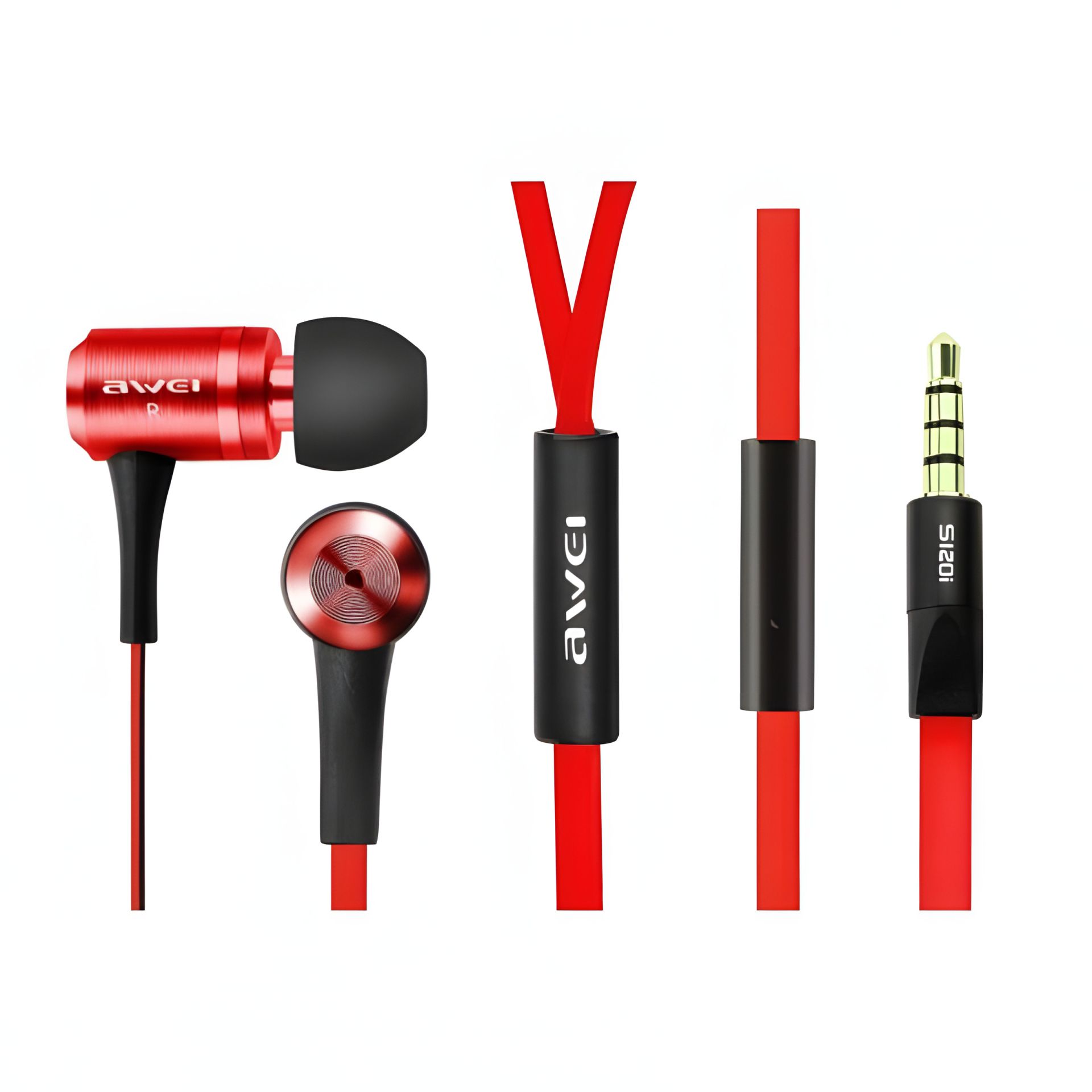 Дротові навушники AWEI ES-120i, роз'єм 3.5mm, довжина кабелю 1.2m, red Дротові навушники AWEI ES-120i, роз'єм 3.5mm, довжина кабелю 1.2m, red