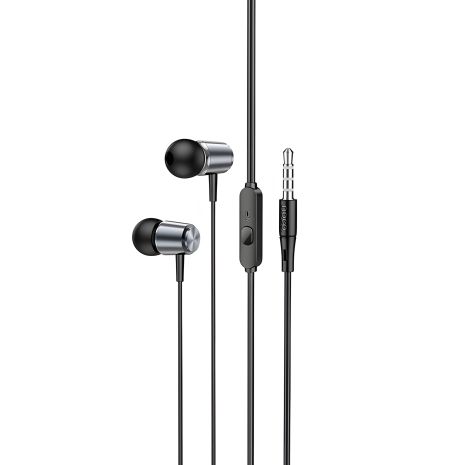 Дротові вакуумні навушники HOCO M108 Spring metal universal earphones with mic, 3.5mm, 1.2m, metal-grey Дротові вакуумні навушники HOCO M108 Spring metal universal earphones with mic, 3.5mm, 1.2m, metal-grey