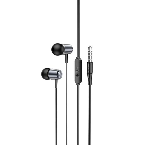 Дротові вакуумні навушники HOCO M108 Spring metal universal earphones with mic, 3.5mm, 1.2m, metal-grey