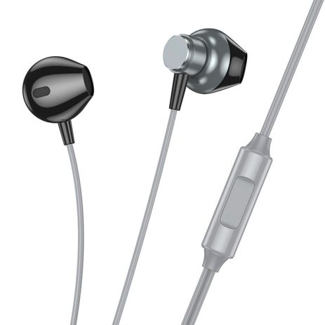 Дротові навушники HOCO M125 Smart metal universal earphones with microphone, 3.5mm, 1.2m, metal-grey