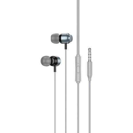 Дротові навушники HOCO M122 Power metal universal earphones with microphone, 3.5mm, 1.2m, metal-grey