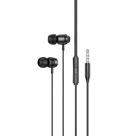 Дротові навушники HOCO M122 Power metal universal earphones with microphone, 3.5mm, 1.2m, black Дротові навушники HOCO M122 Power metal universal earphones with microphone, 3.5mm, 1.2m, black