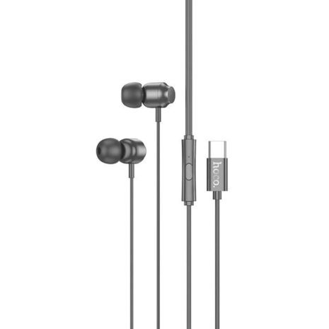 Дротові навушники HOCO M122 Power metal universal digital earphones with microphone, Type-C, 1.2m, black