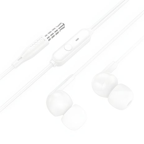Дротові навушники HOCO M124 Wide, мікрофон, 3.5mm, 1.2m, білі