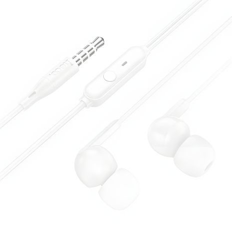 Дротові навушники HOCO M124 Wide, мікрофон, 3.5mm, 1.2m, білі