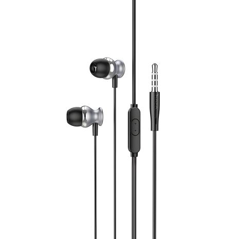 HOCO M106 Fountain grey metal universal earphones with microphone