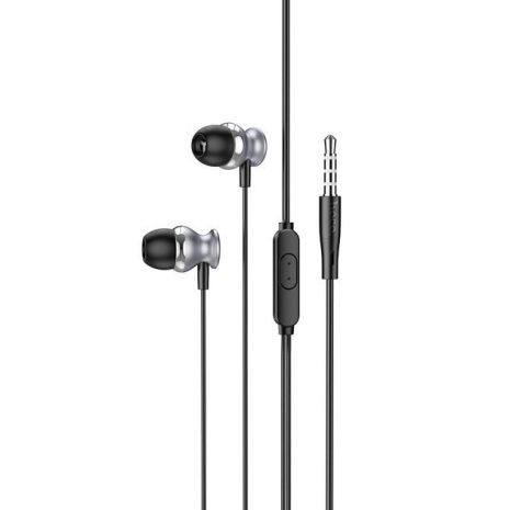 Дротові навушники HOCO M106 Fountain metal universal earphones with microphone, 3.5mm, 1.2m, grey