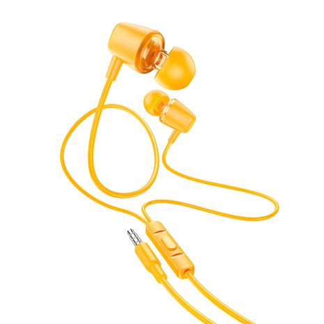 HOCO M107 Discoverer yellow universal earphones with mic