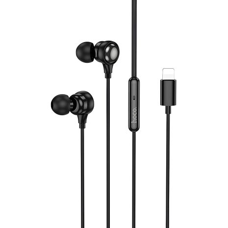 Дротові навушники HOCO M116 Benevolent з мікрофоном, 1.2m, lightning, чорний