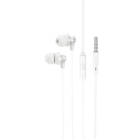Дротові вакуумні навушники HOCO M98 Delighted metal universal earphones with microphone, 3.5mm, 1.2m, silver Дротові вакуумні навушники HOCO M98 Delighted metal universal earphones with microphone, 3.5mm, 1.2m, silver