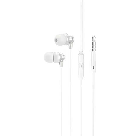 HOCO M98 Delighted silver metal universal earphones with microphone
