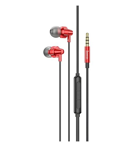 Дротові вакуумні навушники HOCO M90 Delight wired digital earphone with microphone, 3.5mm, 1.2m, red Дротові вакуумні навушники HOCO M90 Delight wired digital earphone with microphone, 3.5mm, 1.2m, red