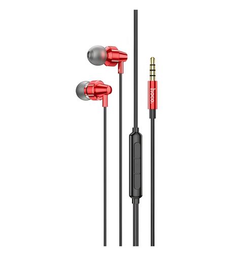 Дротові вакуумні навушники HOCO M90 Delight wired digital earphone with microphone, 3.5mm, 1.2m, red Дротові вакуумні навушники HOCO M90 Delight wired digital earphone with microphone, 3.5mm, 1.2m, red