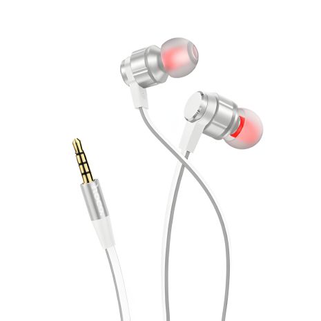 Дротові вакуумні навушники HOCO M85 Platinum sound universal earphone with mic, 3.5mm, 1.2m, silver