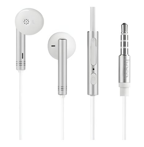 Дротові навушники HOCO M22 Spirited Rhyme with mic, 3.5mm, 1.2m, silver Дротові навушники HOCO M22 Spirited Rhyme with mic, 3.5mm, 1.2m, silver