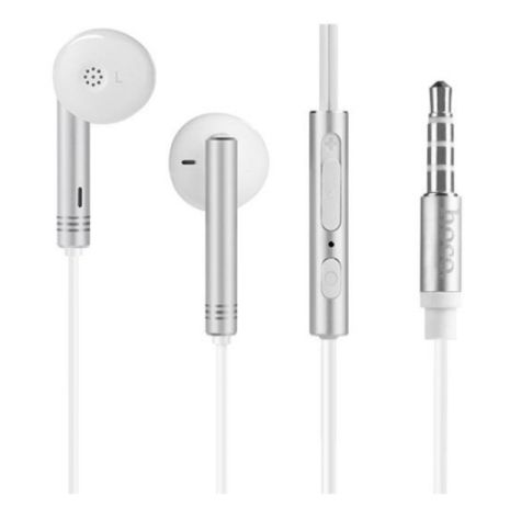 Дротові навушники HOCO M22 Spirited Rhyme with mic, 3.5mm, 1.2m, silver