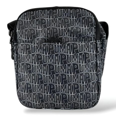 Спортивная мужская сумка через плечо (черная с принтом)