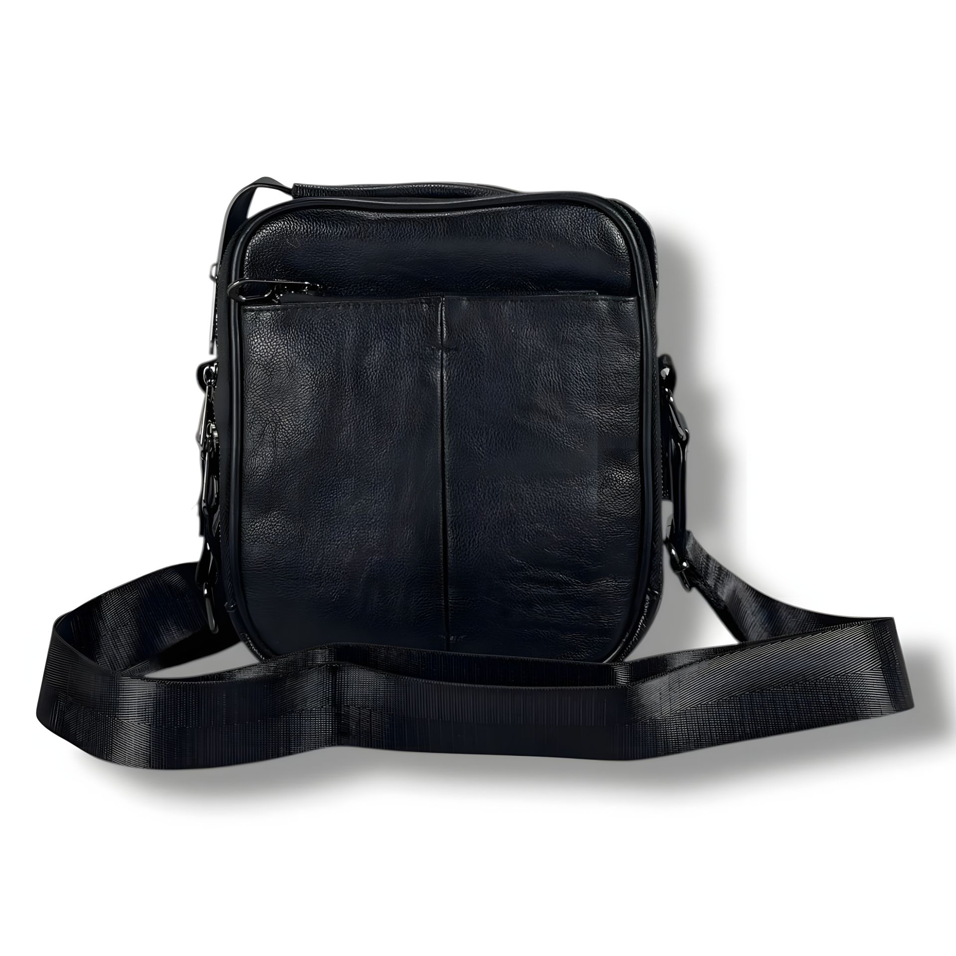 Чорна шкіряна чоловіча сумка через плече Чорна шкіряна чоловіча сумка через плече