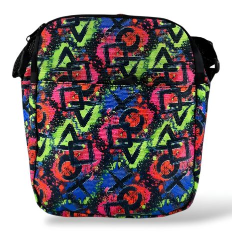 Спортивная сумка через плечо, черная с цветным принтом 20