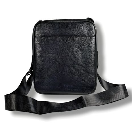 Черная мужская кожаная сумка через плечо
