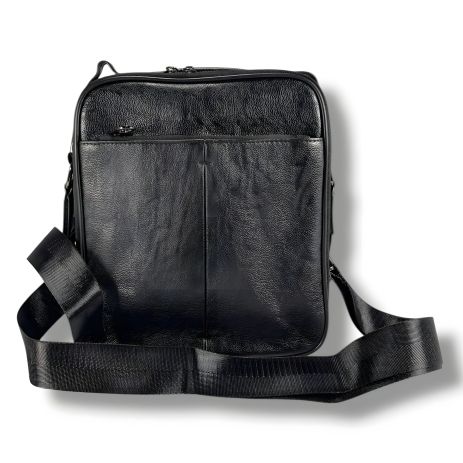 Модна чоловіча шкіряна сумка через плече, чорна Модна чоловіча шкіряна сумка через плече, чорна