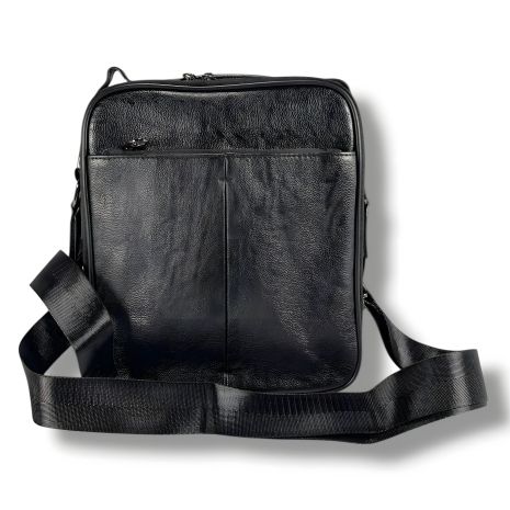 Черная мужская кожаная сумка через плечо