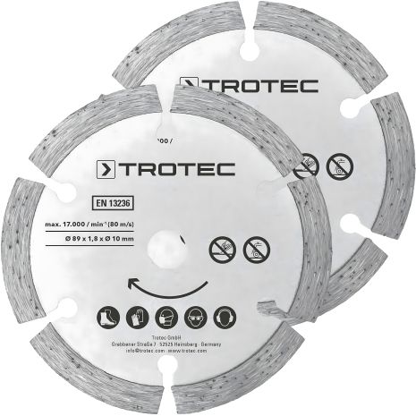 Алмазный отрезной диск Trotec 2 Diamond 89х10х1,8 (2 шт) (6215001302) Алмазный отрезной диск Trotec 2 Diamond 89х10х1,8 (2 шт) (6215001302)