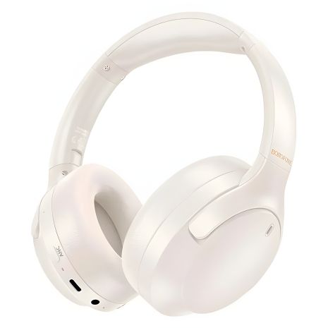 Бездротові навушники BOROFONE BO31 з активним шумопоглинанням, BT5.4, ANC, AUX, 400mAh, 38h Max, Milky white