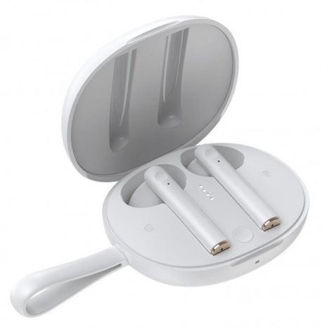 Бездротові навушники Bluetooth BASEUS W05 Encok True Wireles, TWS, Qi, IP55, BT5.0, SBC, AAC, 30mAh, 400mAh, 4h, (NGW05-01) white