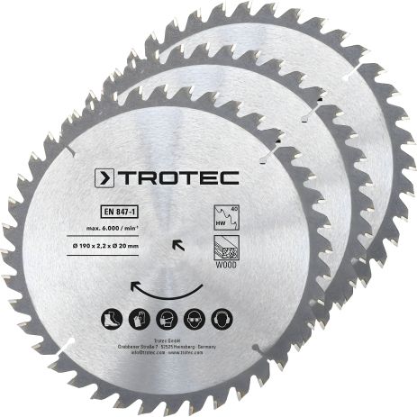 Пиляльний диск Trotec 190х20х2,2 HW40 Wood (3 шт) (6215001331)