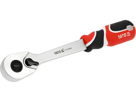 Тріскачка квадрат 1/2" (12,7 мм), L=256 мм, КМ до 1000 Nm, з прямою ручкою, 90 зубів [10] Yato YT-07355